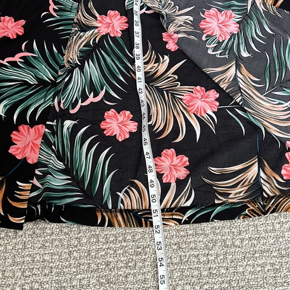 Hawaiian Hawaii Floral Tropical Sundress Maxi Dress black coral pink green M - Picture 6 of 6